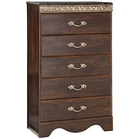 5-Drawer Chest with Silver Colored Moldings